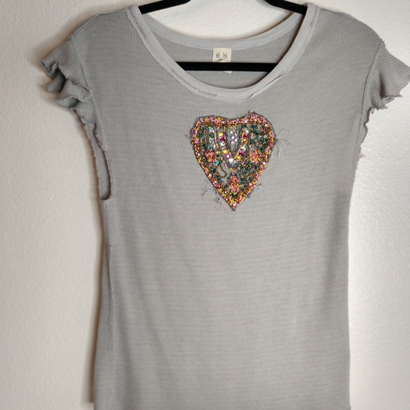 We the Free grey beaded t shirt S - Picture 5 of 5